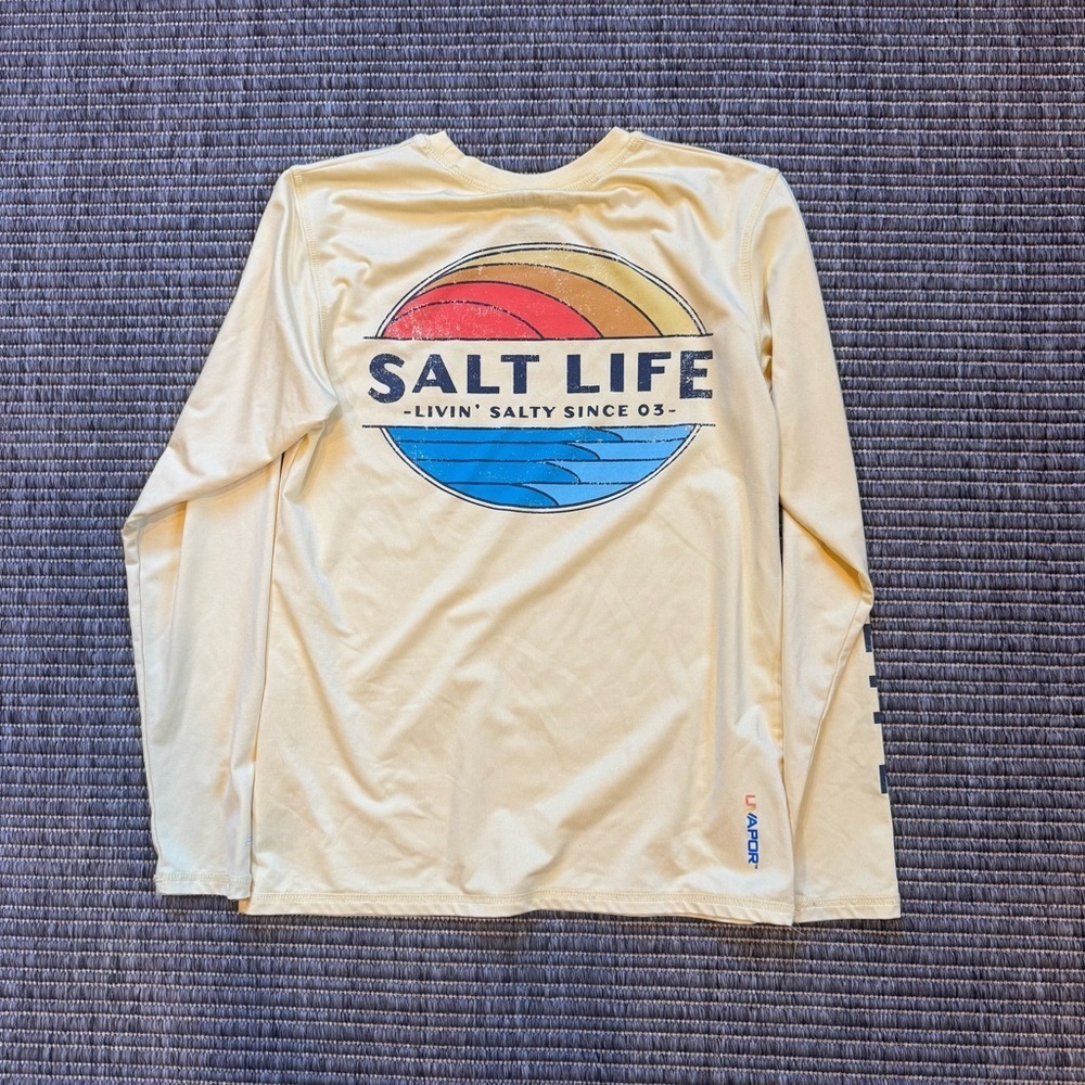 Salt Life Cream and Red Rashguard Swimwear